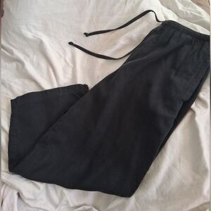 Tommy Bahama Vintage 100% Silk Wideleg Black Drawstring Pants Xs
